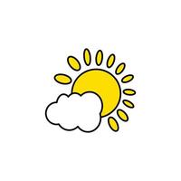 Sun and cloud icon. Weather symbol. Meteorology sign. Flat color design. illustration. Graph symbol for travel and tourism web site and apps design, logo, app, UI vector