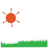 Sun and grass. Flat design style eps 10. Abstract illustration of simple nature background in flat style. Graphic design template elements with a natural theme vector