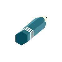 Pencil icon in flat color style. School office supply stationery. Pencil icon in 3d isometric style on a white background. element design stationery. vector
