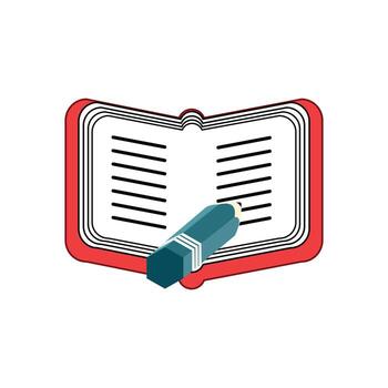 Book and pencil icon. Education literature and read theme. Isolated design. Education color icons in trendy flat style. Reading gradient style design, designed for web and app. vector