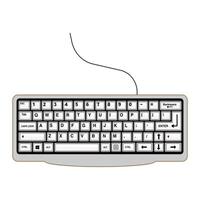 Keyboard illustration isolated on white background. Suitable for basic elements of computer text input devices, smartphones and digital technology. Qwerty keyboard layout. vector