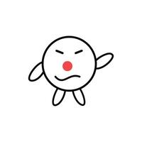 sad emoticon line icon, Cartoon character illustration element design resembling a sad egg. Cute cartoon with red and white color vector