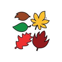 Autumn leaves hand drawn doodle icon. set Maple leaf flat icon. Leaves flat icon. Isolated on white background. Nature element design, Maple leaf vector