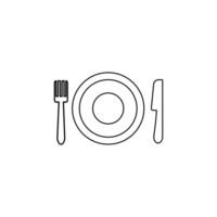 Plate and cutlery icon on white background. knife and fork icon on outline style. Illustration For Personal and Commercial Use. Clean Look Trendy Icon. Food icon element symbol vector