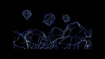 Neon frame effect, Diamond symbolizing wealth, value, and luxury markets on black background video
