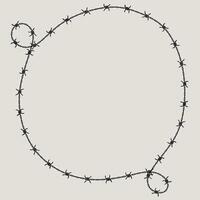 Barbed wire frame corner, coiled into circle shape with knot vector