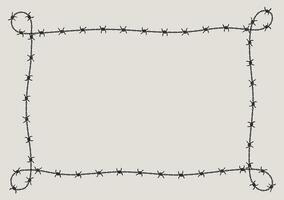 Barbed wire frame corner, coiled into rectangle and Knotted shape at the corner. vector