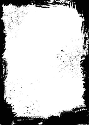 Old grunge frame border texture, paint brush stroke black frame, halloween horror template
