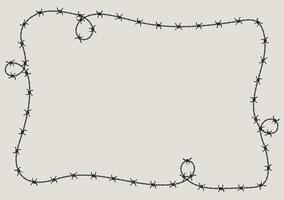 Barbed wire frame corner, coiled into rectangle and twist shape with knot vector
