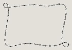 Barbed wire frame corner, twisted into knots at both corners. vector