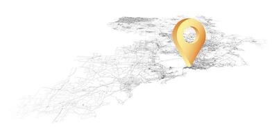 Qingdao China,isometric detail Streets Roads Map with location pin, element image vector