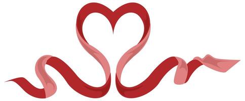 Elegant Red Ribbon Heart Love Element Illustration vector