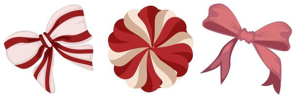 Festive Red and White Ribbon Bows vector