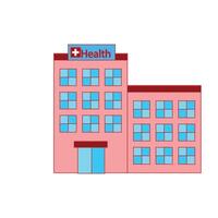 Hospital building icon. Flat illustration of hospital building icon for web design. Medical and health care theme resources graphic element design. Illustration with a health theme vector