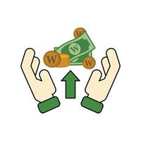 Money icon isolated on white background. Money icon in flat color style. Graphic design elements illustrating wealth, finance, money and the economy vector