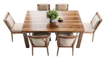 Dinning table with chair top view isolated on transparent background png