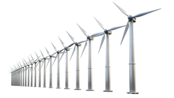 Wind turbines isolated on transparent background png