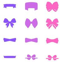 Simple ribbon ornament icon set vector