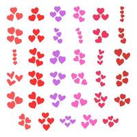 Heart shape icon set. Valentine flat design vector