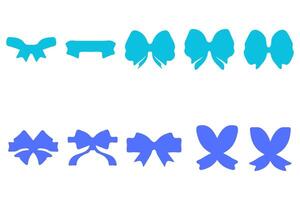 Simple ribbon ornament icon set vector