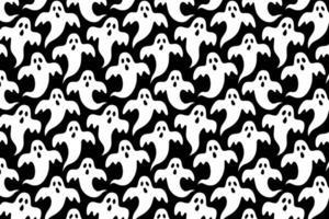 ghost, spooky, phantom seamless pattern background for print on textile, wrapping,banner, card. bogeyman fly, specter old school pattern on black background. groovy white ghost flying pattern vector