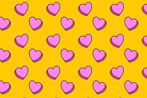 beauty love 3d shape colorful pattern on yellow background. doodle heart love object symbol seamless pattern background. funny love shape seamless pattern for decor and merchandise vector