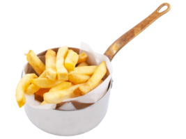 French fries in a pot with a wooden spoon png