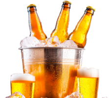 A bucket full of beer bottles and ice png