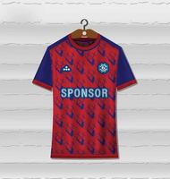 Red and blue combination sports uniform jersey design with a modern abstract background vector