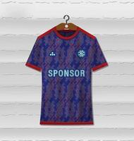 Red and blue combination sports uniform jersey design with an abstract background vector