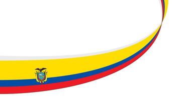 Curved ribbon with flag of Ecuador on white background with copyspace vector