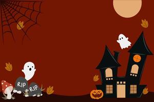Background of Halloween Elements and Falling Leaves. Perfect for content and Halloween day events. vector
