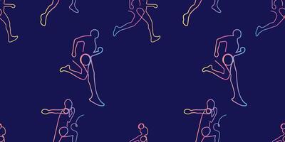 Seamless of Running Poses with One-line Draw in Rainbow Color Style vector