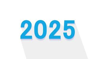 Happy new year 2025 flat design with Long Shadow. 2025 3d text icon on white background. vector
