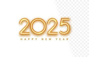 Realistic golden 2025 3d number isolated on transparent background. New Year. Banner for Christmas holiday. vector