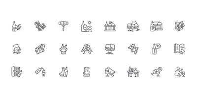 Wine icon set..Editable stroke.linear style sign for use web design,logo.Symbol illustration. vector