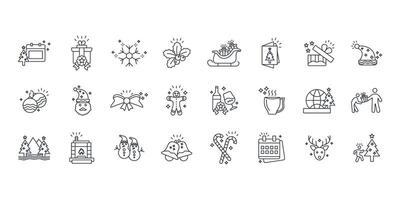 Christmas icon set..Editable stroke.linear style sign for use web design,logo.Symbol illustration. vector