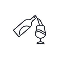 pour wine icon. .Editable stroke.linear style sign for use web design,logo.Symbol illustration. vector