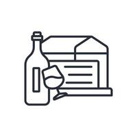 wine shop icon. .Editable stroke.linear style sign for use web design,logo.Symbol illustration. vector