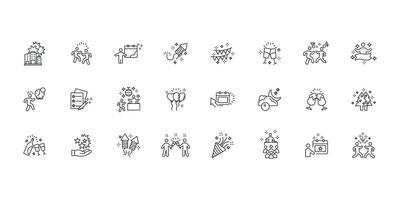 New year icon set..Editable stroke.linear style sign for use web design,logo.Symbol illustration. vector
