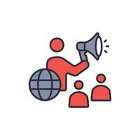 advocacy icon. .Editable stroke.linear style sign for use web design,logo.Symbol illustration. vector