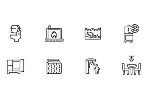 Home interior icon set..Editable stroke.linear style sign for use web design,logo.Symbol illustration. vector