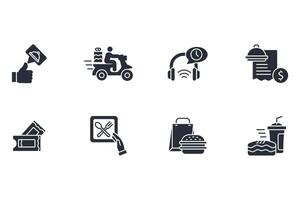 Food delivery icon set..Editable stroke.linear style sign for use web design,logo.Symbol illustration. vector