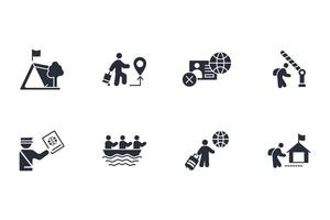 migration icon set..Editable stroke.linear style sign for use web design,logo.Symbol illustration. vector