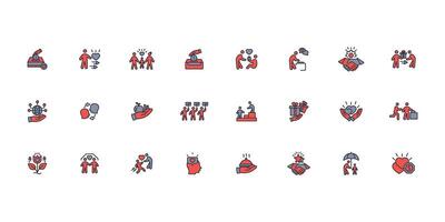 Altruism icon set..Editable stroke.linear style sign for use web design,logo.Symbol illustration. vector