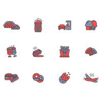 Fast food icon set..Editable stroke.linear style sign for use web design,logo.Symbol illustration. vector