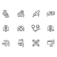 Dark web icon set..Editable stroke.linear style sign for use web design,logo.Symbol illustration. vector