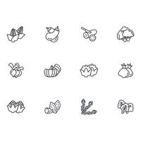 Vegetables icon set..Editable stroke.linear style sign for use web design,logo.Symbol illustration. vector