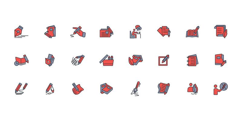 writing icon set..Editable stroke.linear style sign for use web design,logo.Symbol illustration.