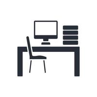 desk icon. .Editable stroke.linear style sign for use web design,logo.Symbol illustration. vector
